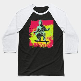 Buddha Skateboarding | Retro Skateboard | Funny Buddha #2 Baseball T-Shirt